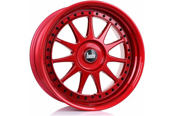 BOLA B4 | 5X120.65 | 18x9 | ET 30 TO 45 | 76 | CANDY RED BLACK RIVETS